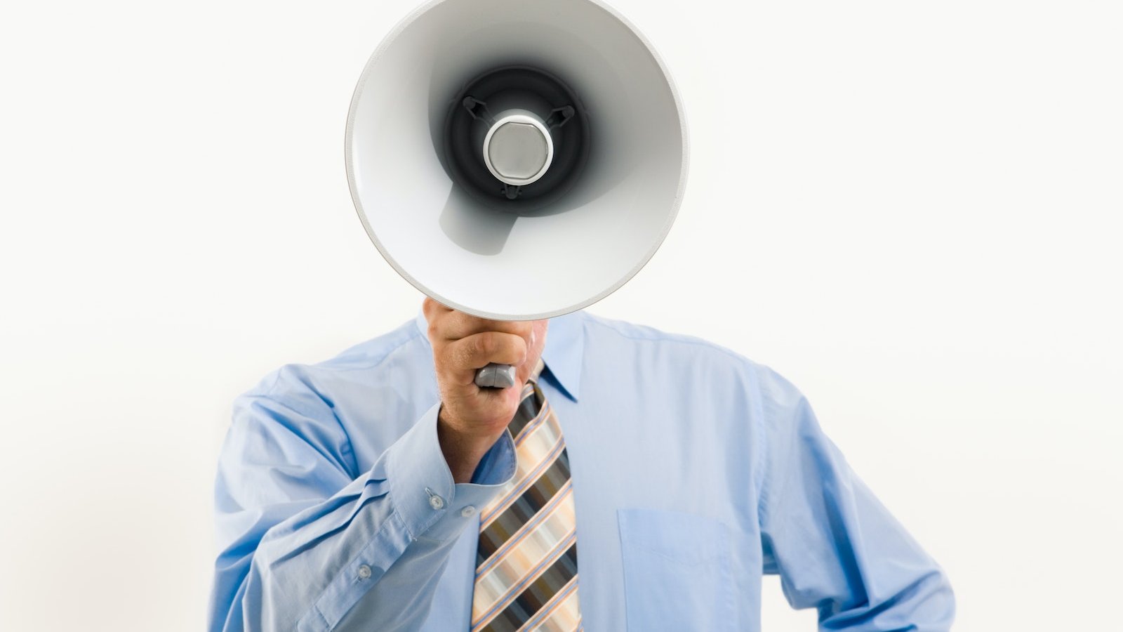 Man Holding a Megaphone
