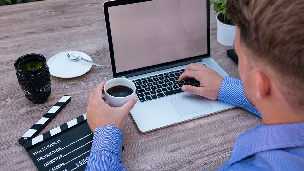 laptop, mockup, coffee break