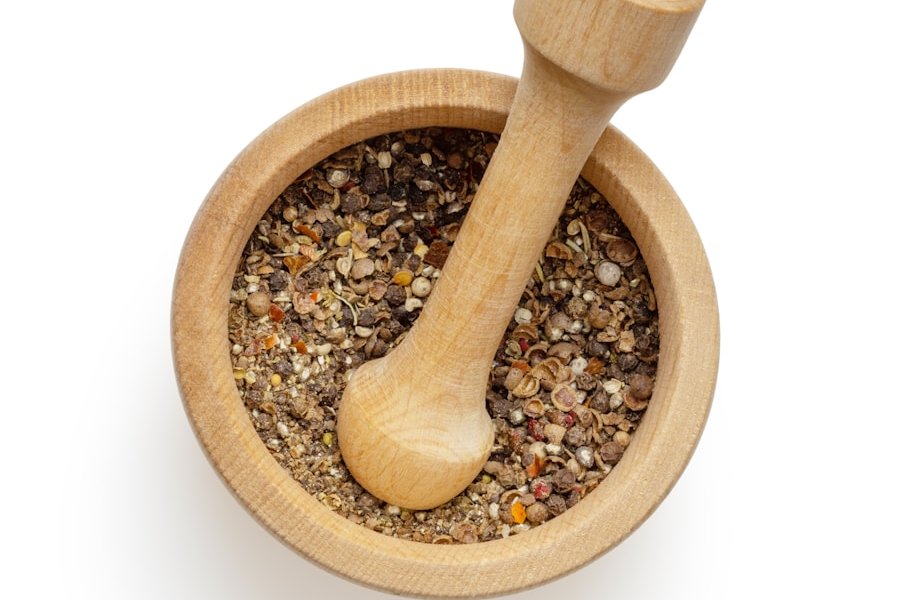 brown wooden mortar and pestle