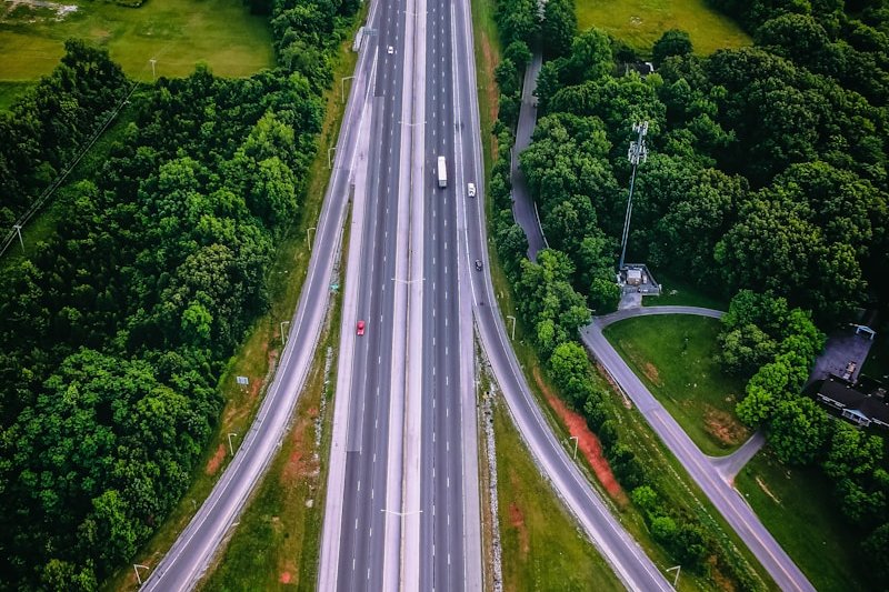 aerial photography of highway