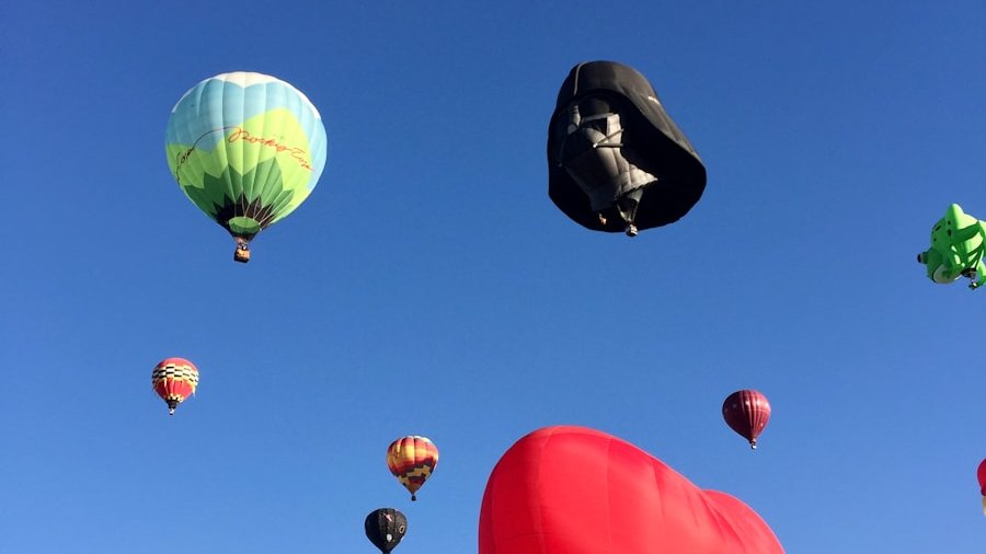 a group of hot air balloons in the sky