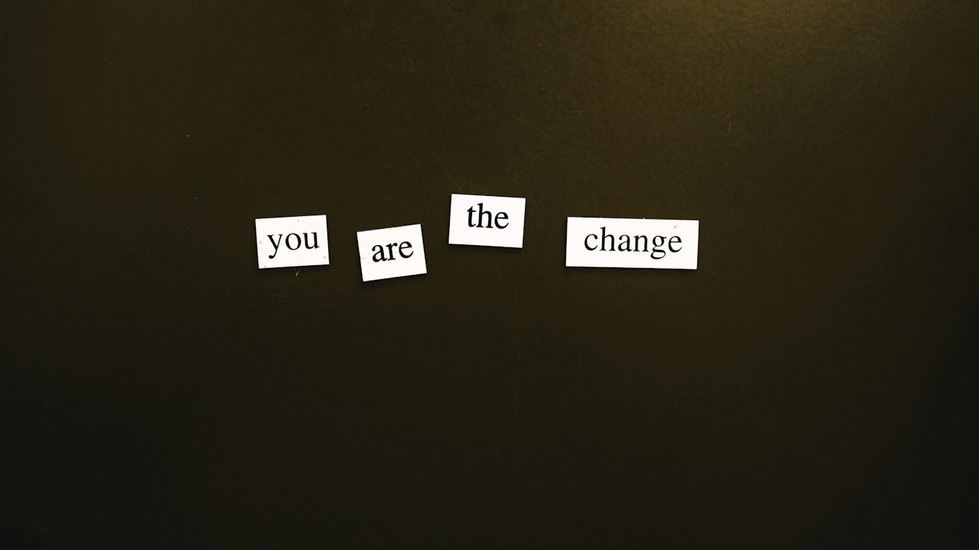 a refrigerator door with magnets that say come, the change, and come
