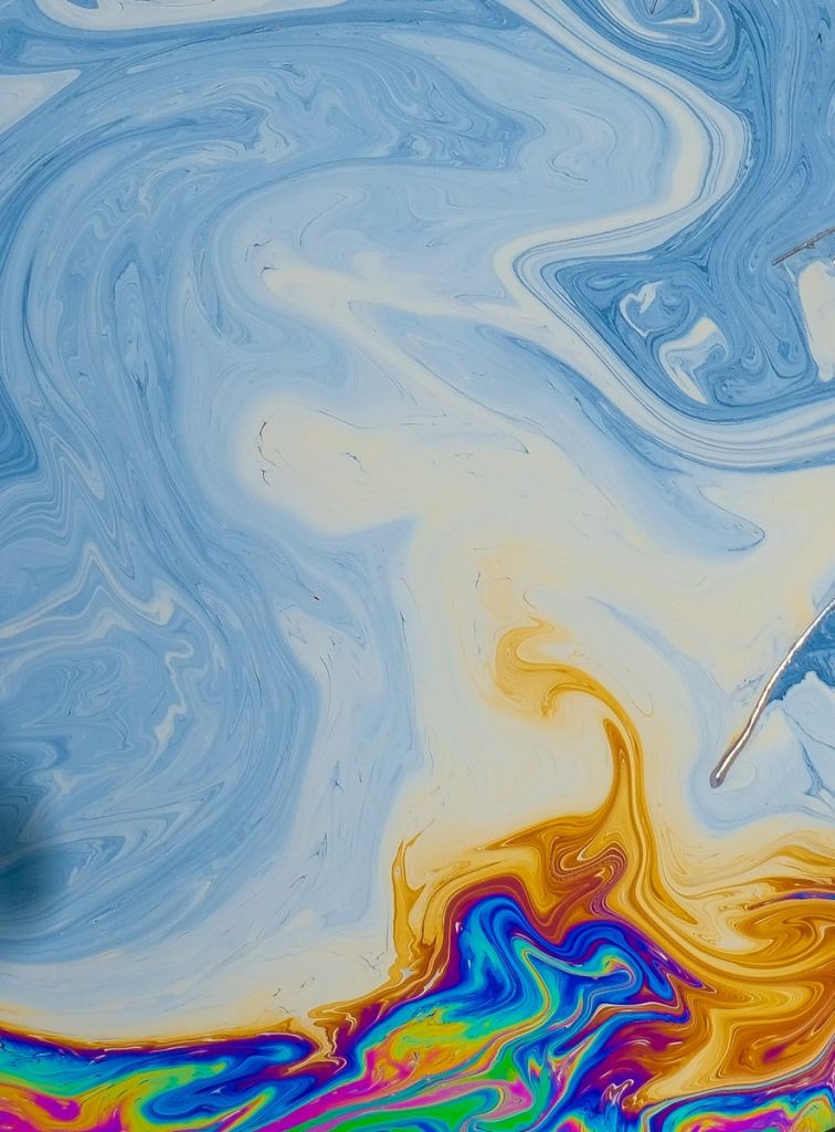 blue white and yellow abstract painting