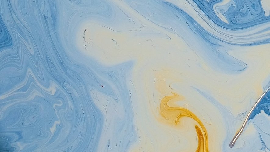 blue white and yellow abstract painting