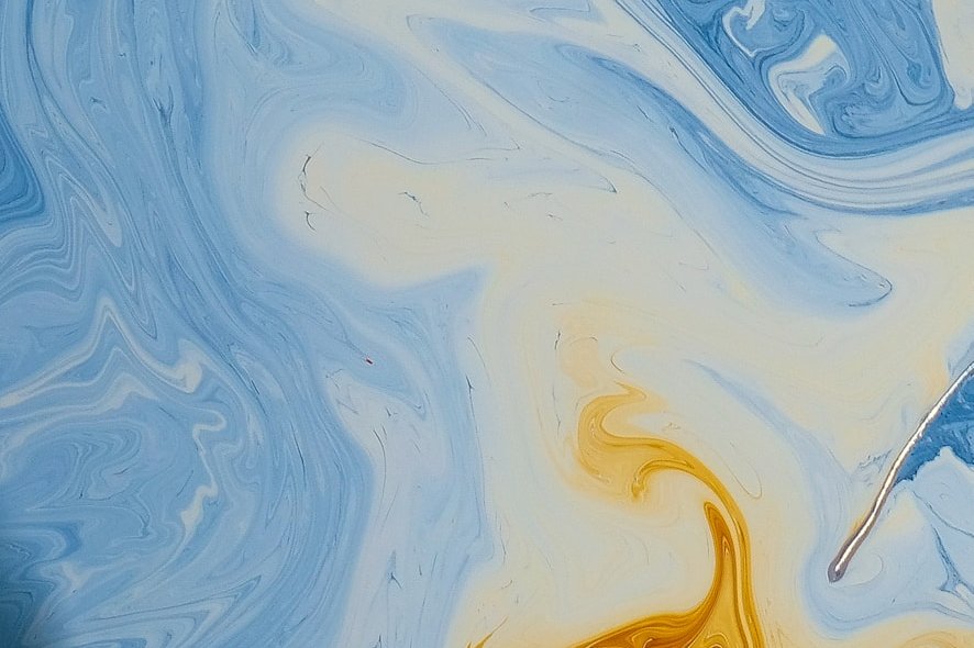 blue white and yellow abstract painting