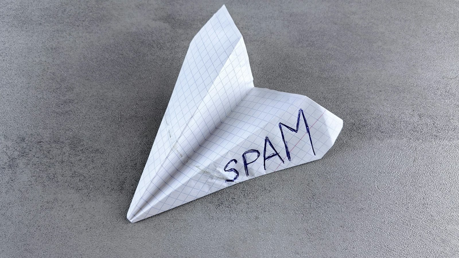 a paper airplane with the word spam written on it